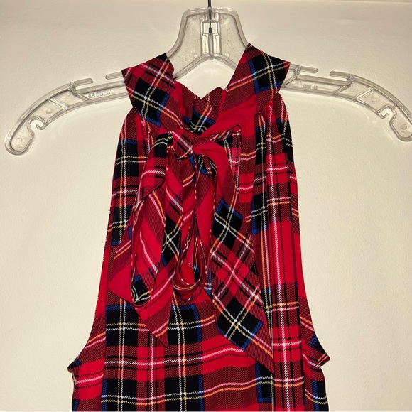 NWT! J Crew Tartan Tie-Neck Red Plaid Tank Top (Size 4) - Picture 5 of 6